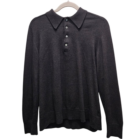 Theory Other - Theory Mens‎ XL 100% Wool LS Brown Polo Regal Sweater Quiet Luxury Academia